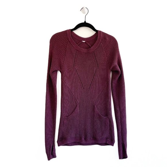 Lululemon The Sweater The Better Pullover Women’s 2/4 Berry Casual Yoga Pockets - Picture 2 of 12